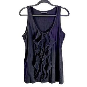 Wyeth SZ XL Grey Ruffle Front Tank Sleeveless Top100% Cotton
